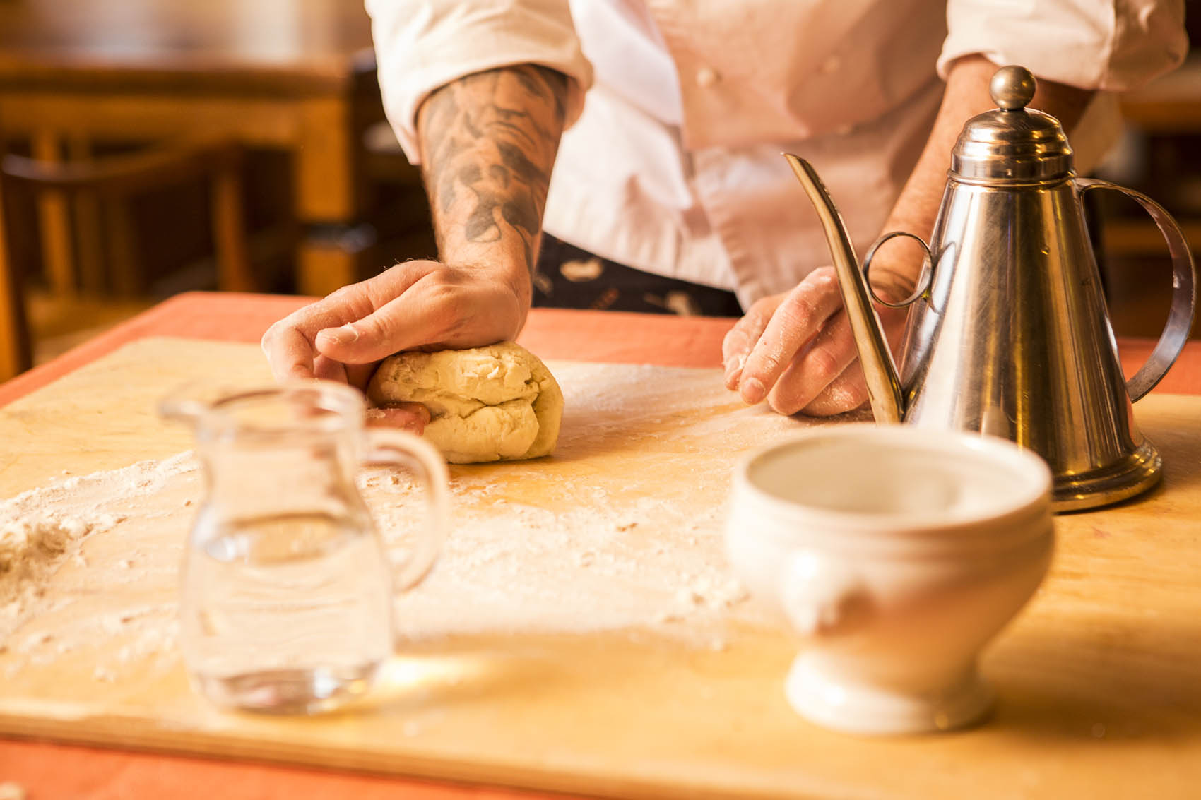 Chef preparing pasta